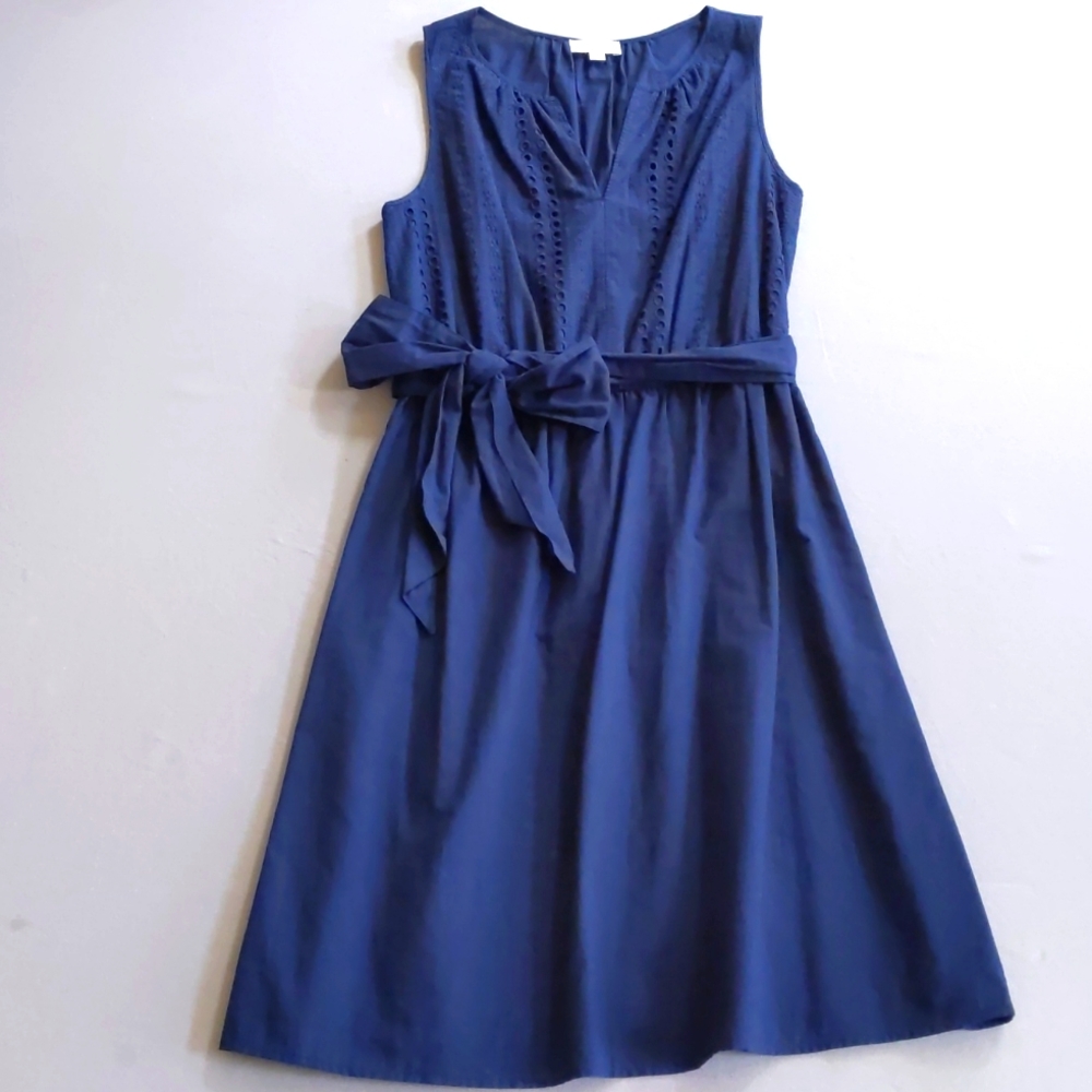 Loft Navy A Line Dress with tie size 6